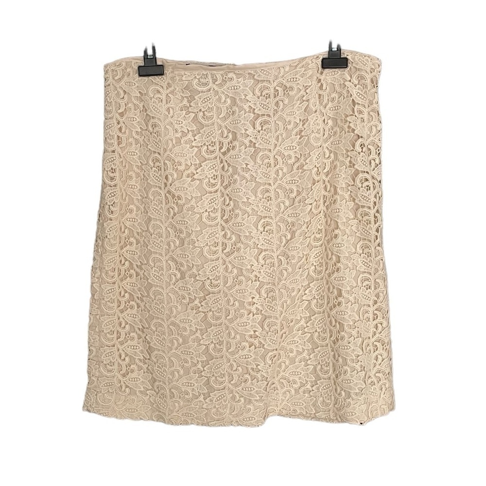 Talbots Cream Crochet Lace Embroidered Skirt Size 14W